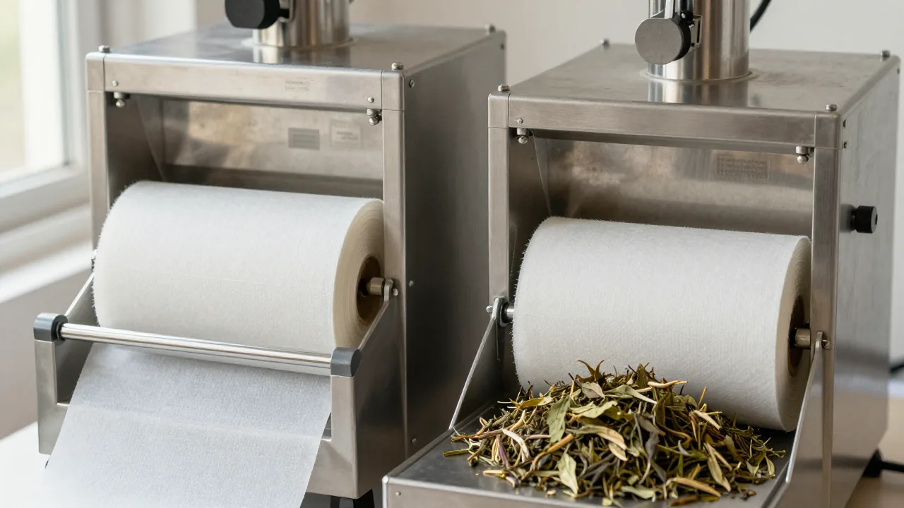 compact stainless filling machine, plain filter material roll, loose dried tea supporting tea bag filling machine